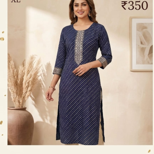 Kumkum Classic Printed Kurti – Royal Blue