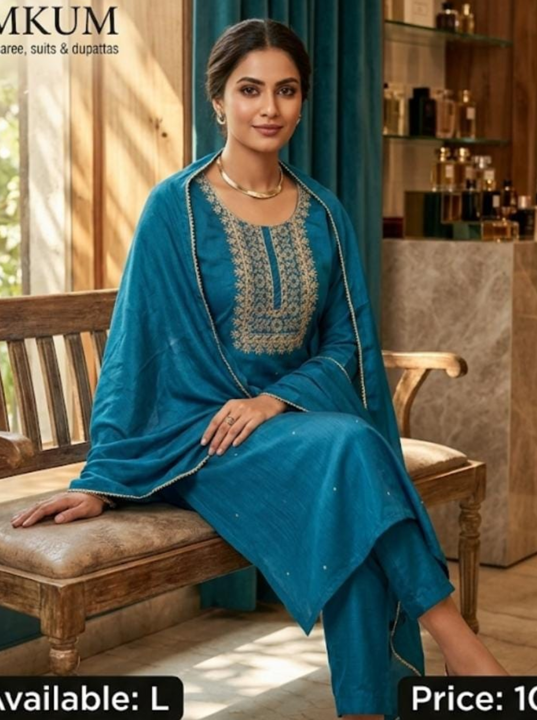 Teal Embroidered Suit Set