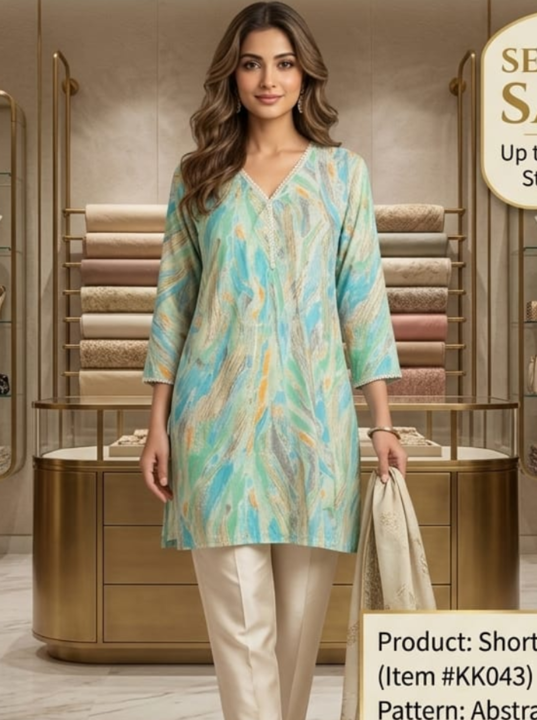 Abstract Swirl Designer Short Kurti