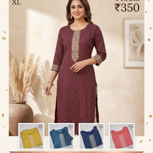 Kumkum Classic Printed Kurti – Wine Maroon