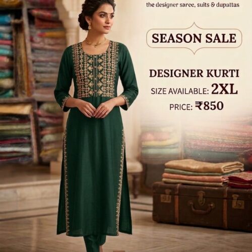 Designer Kurti – Emerald Green