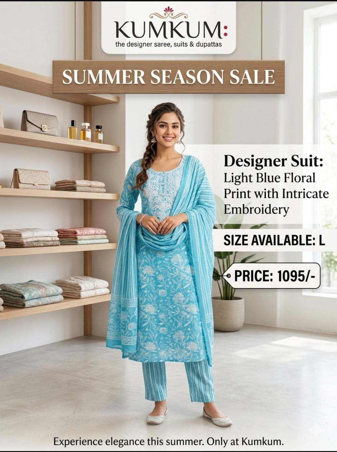 Designer Suit – Light Blue Floral Print